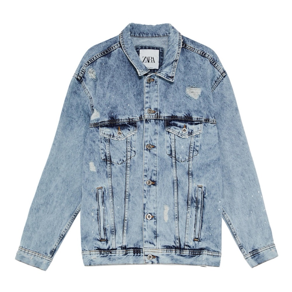 ZARA Man Denim Jacket with text